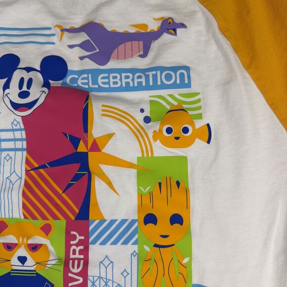 Disney Parks EPCOT Reimagined Raglan T-Shirt Large Mickey Figment Groot Nemo - Picture 14 of 14